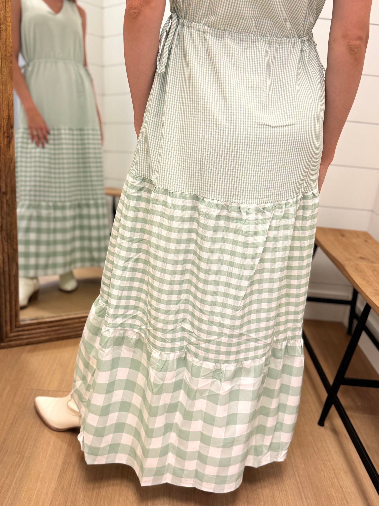 Gingham Detail Maxi Dress