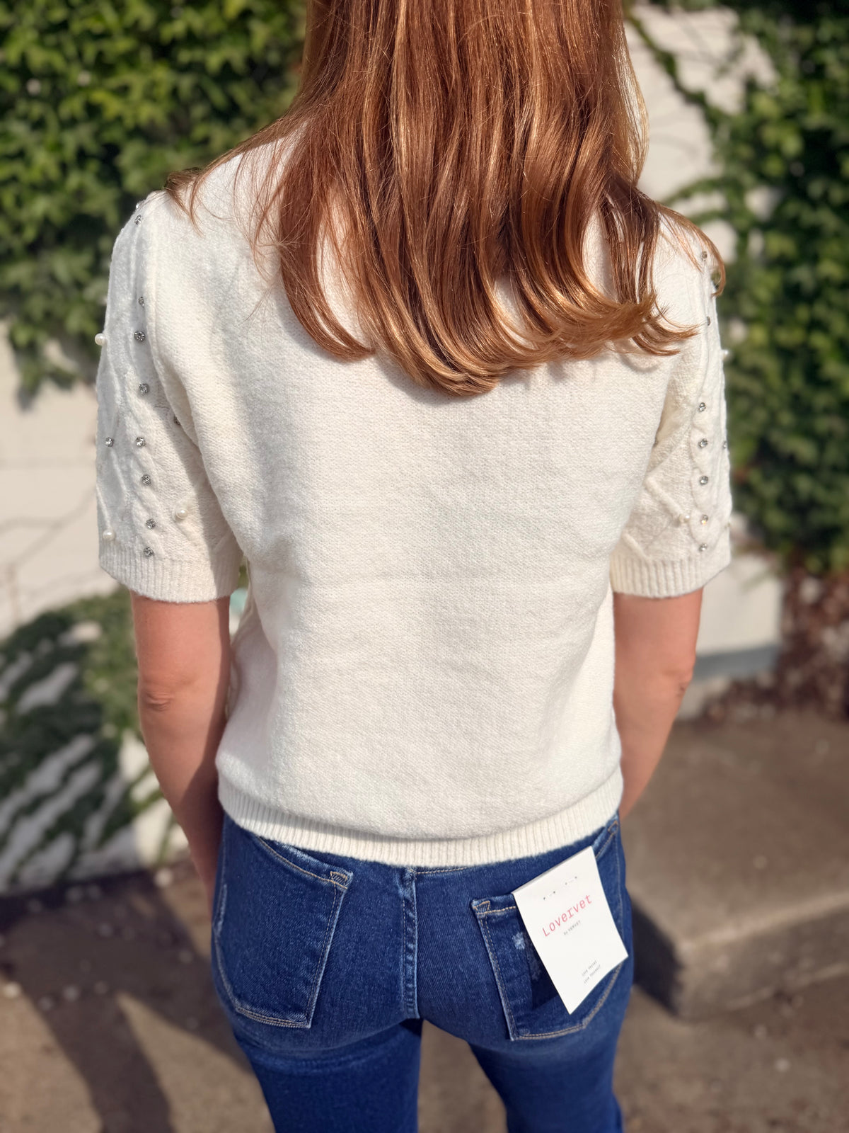 Diamond-knit Short Sleeved Sweater