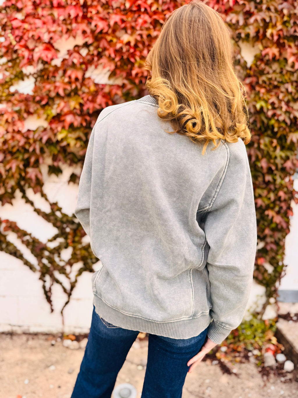 Acid Washed Fleece Sweatshirts Side Rib