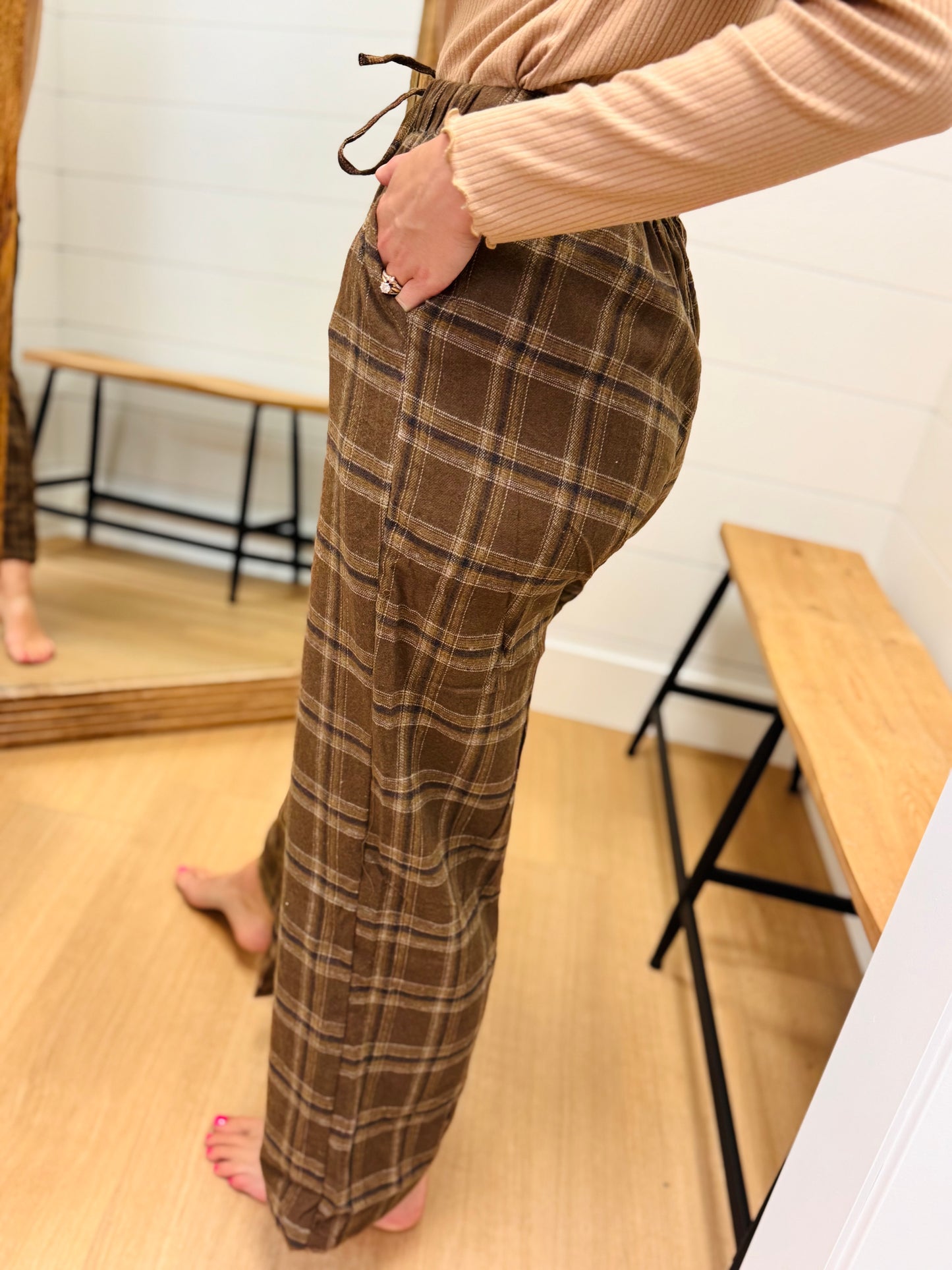 Lounge Around Plaid Wide Leg Pant
