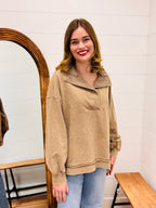 Half Button Down Contrast Pullover
