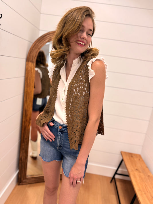 Brown Crochet Vest
