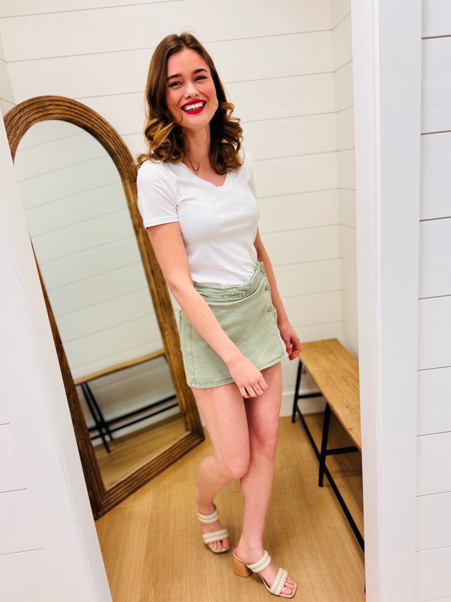 High Rise Olive Skort - Risen