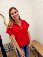 Scuba High Neck Half Zip Short Sleeve Pullover