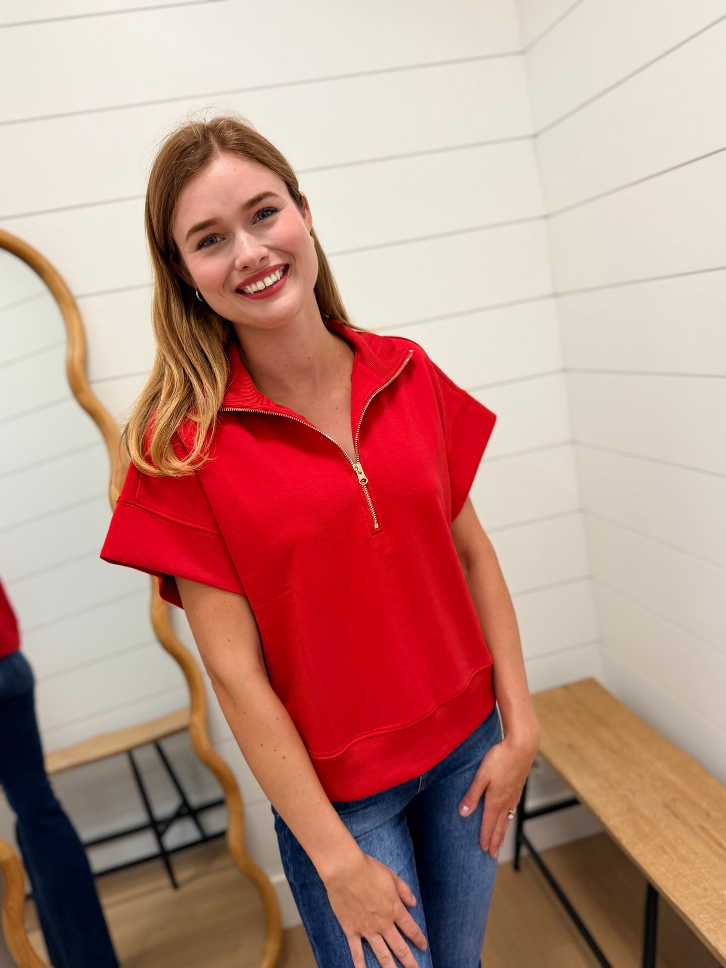 Scuba High Neck Half Zip Short Sleeve Pullover