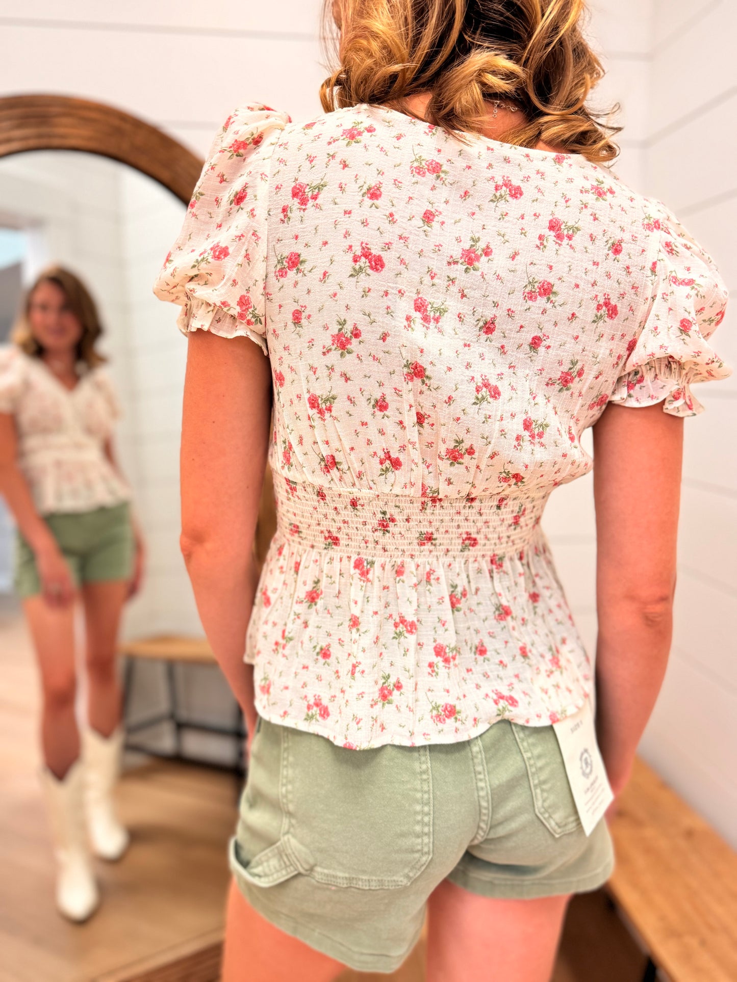 Floral Top with Crochet Trim