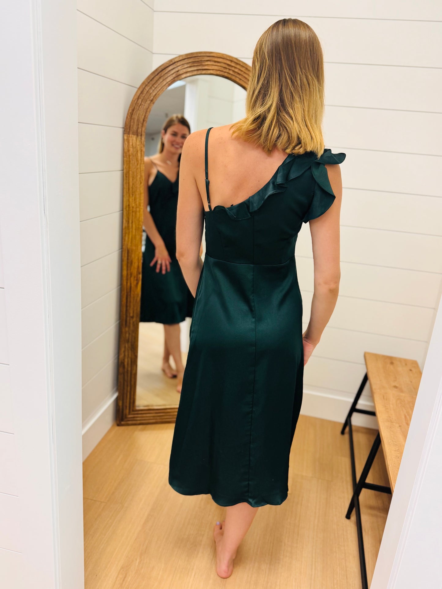 Asymmetrical Strap Midi Dress