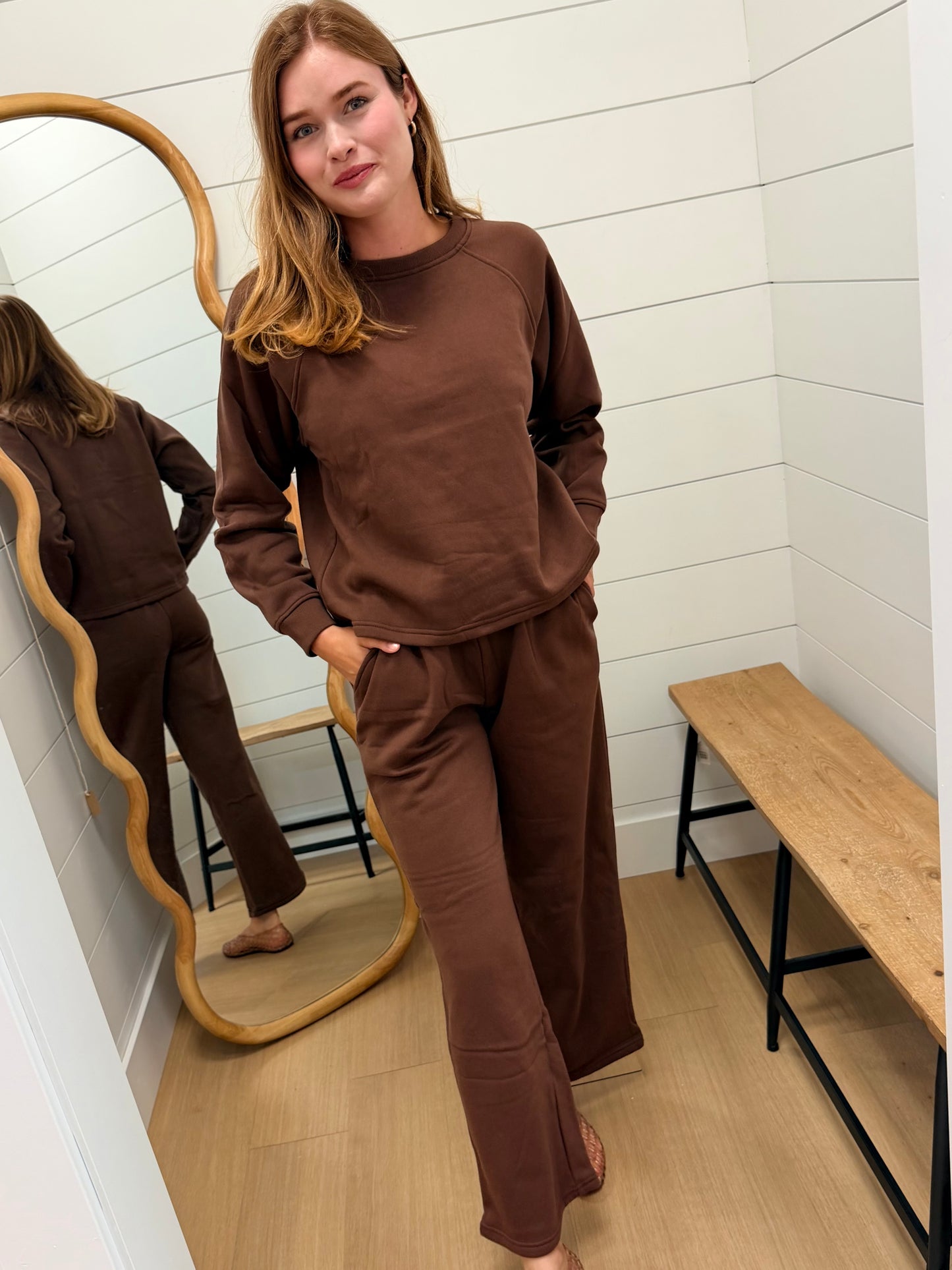 Fleece Raglan Sleeve Pullover Sweatshirt