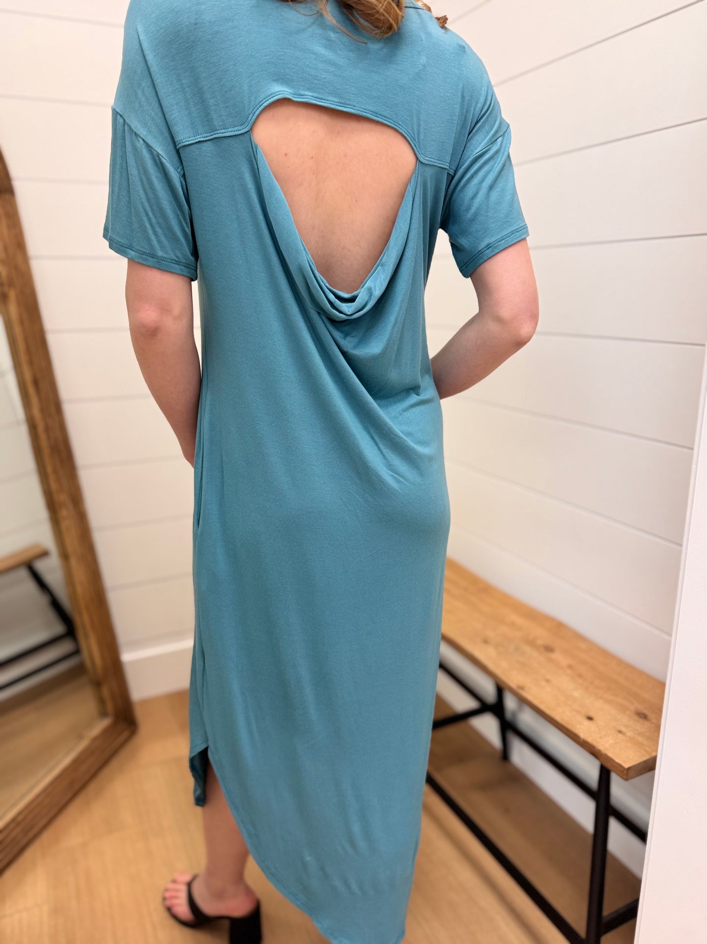 Casual Midi Dress with Cut out Back Detail