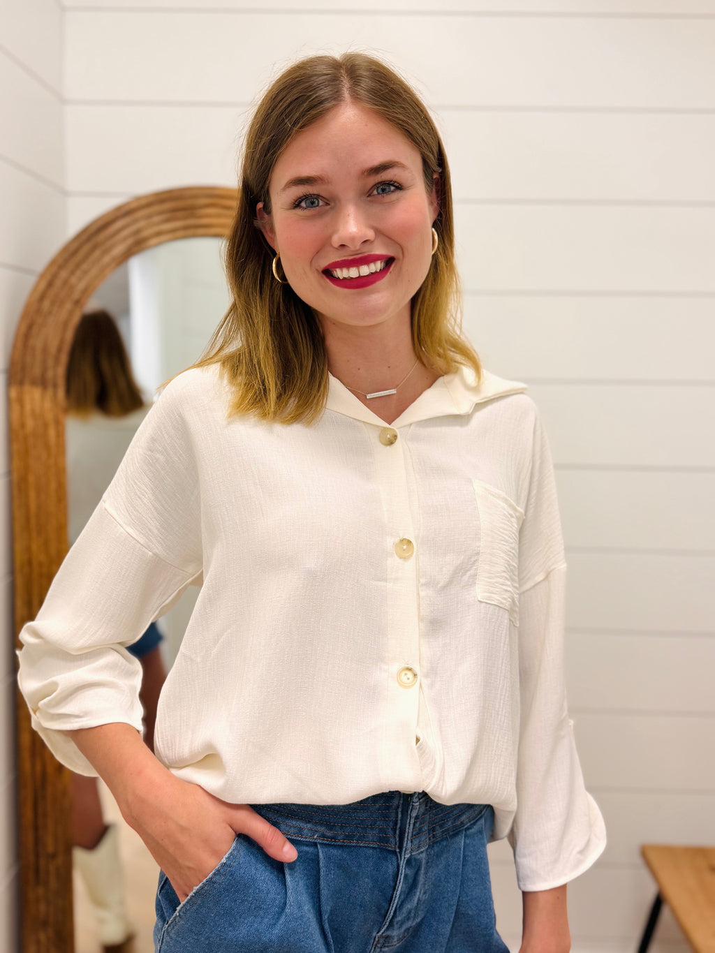 Ivory Button Down Top