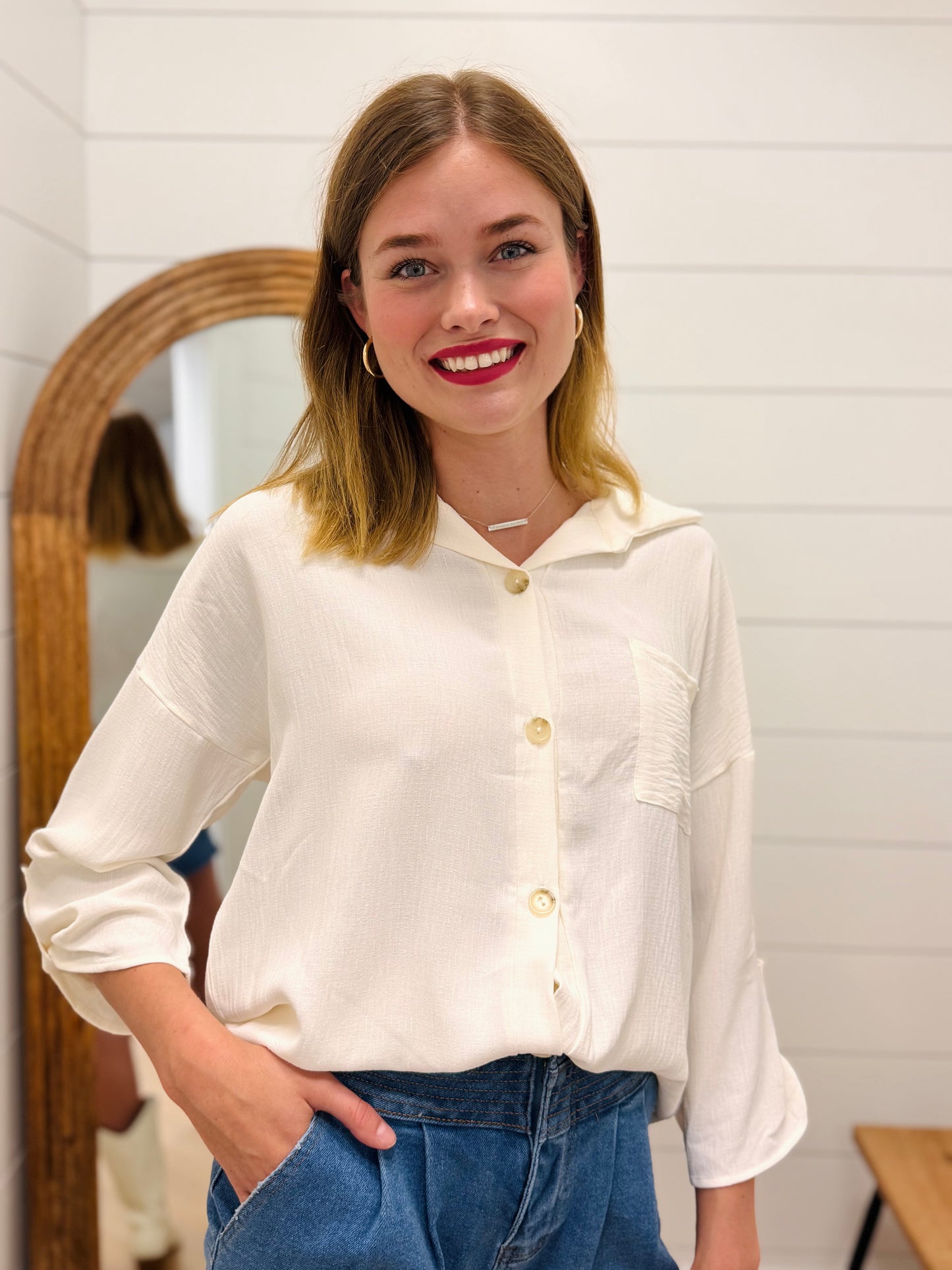 Ivory Button Down Top