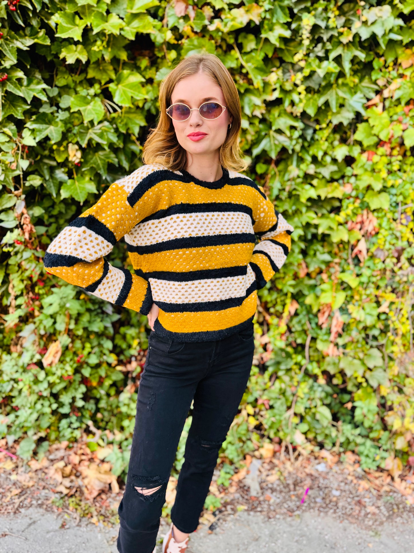 Colorblock Stripes Knit Pullover Sweater