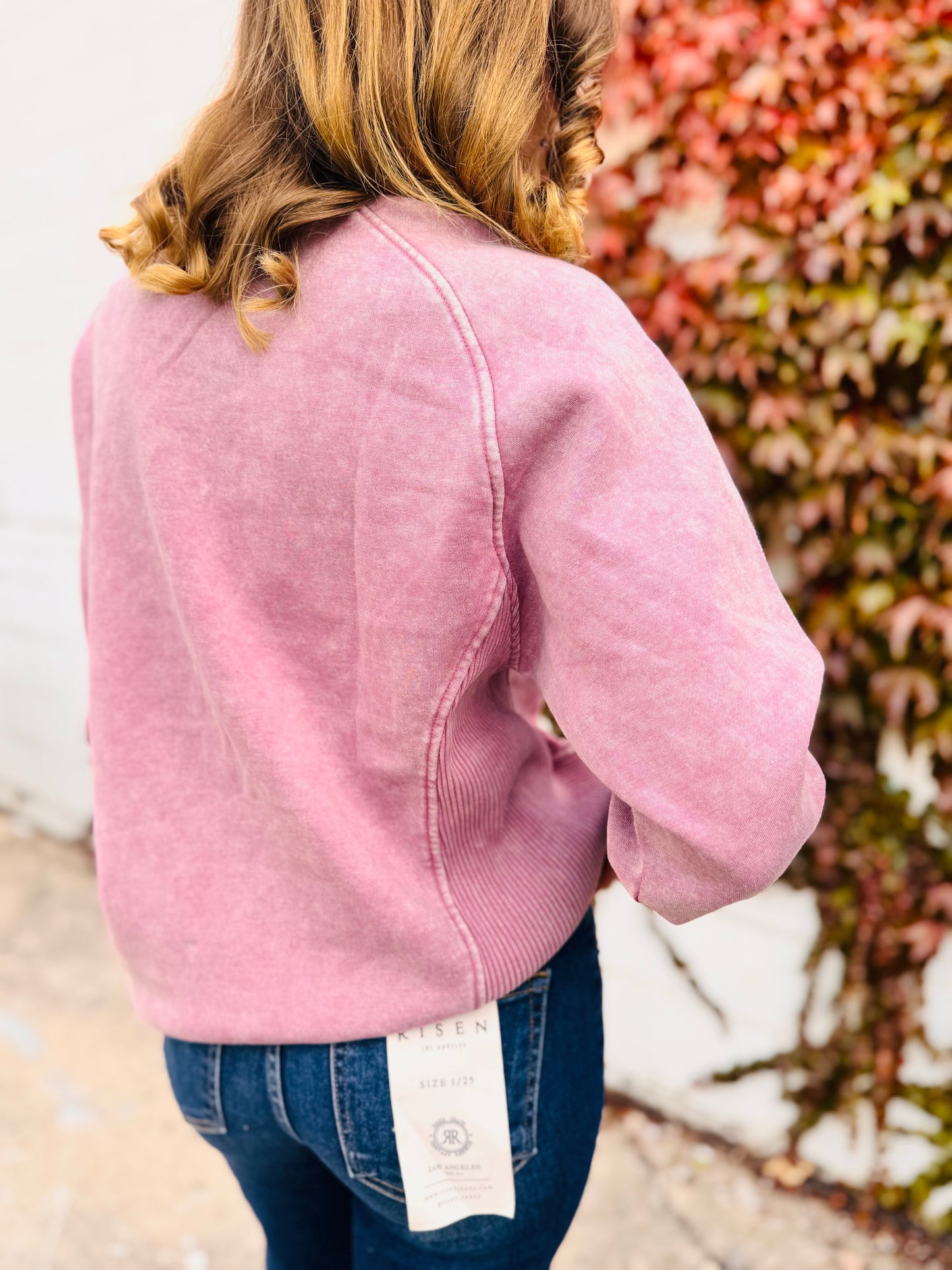 Acid Washed Fleece Sweatshirts Side Rib