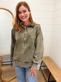 Vintage Wash Oversized 1/4 Zip Hoodie