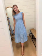 Tiered Smocked Short Sleeve Midi Dress