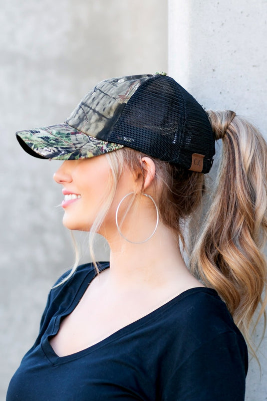 C.C Mossy Oak Criss-Cross Ponytail Cap