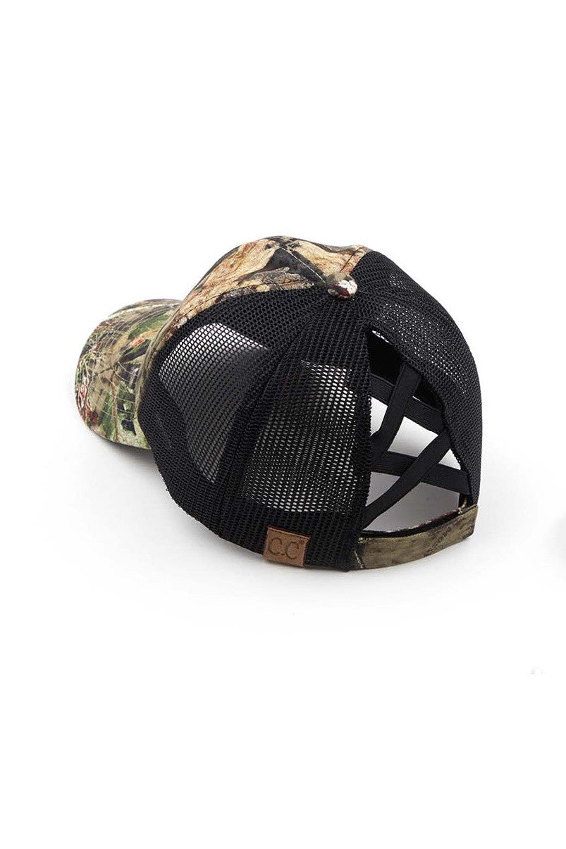 C.C Mossy Oak Criss-Cross Ponytail Cap