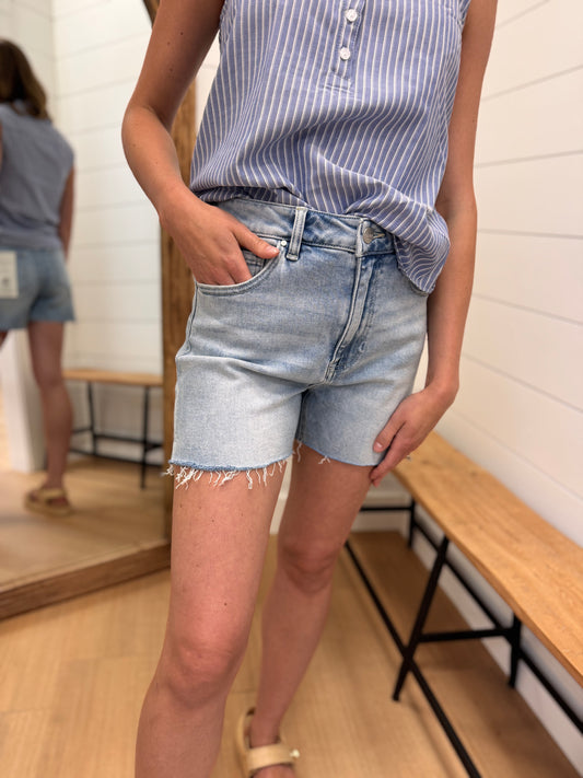 High Rise Light Wash Shorts - Risen