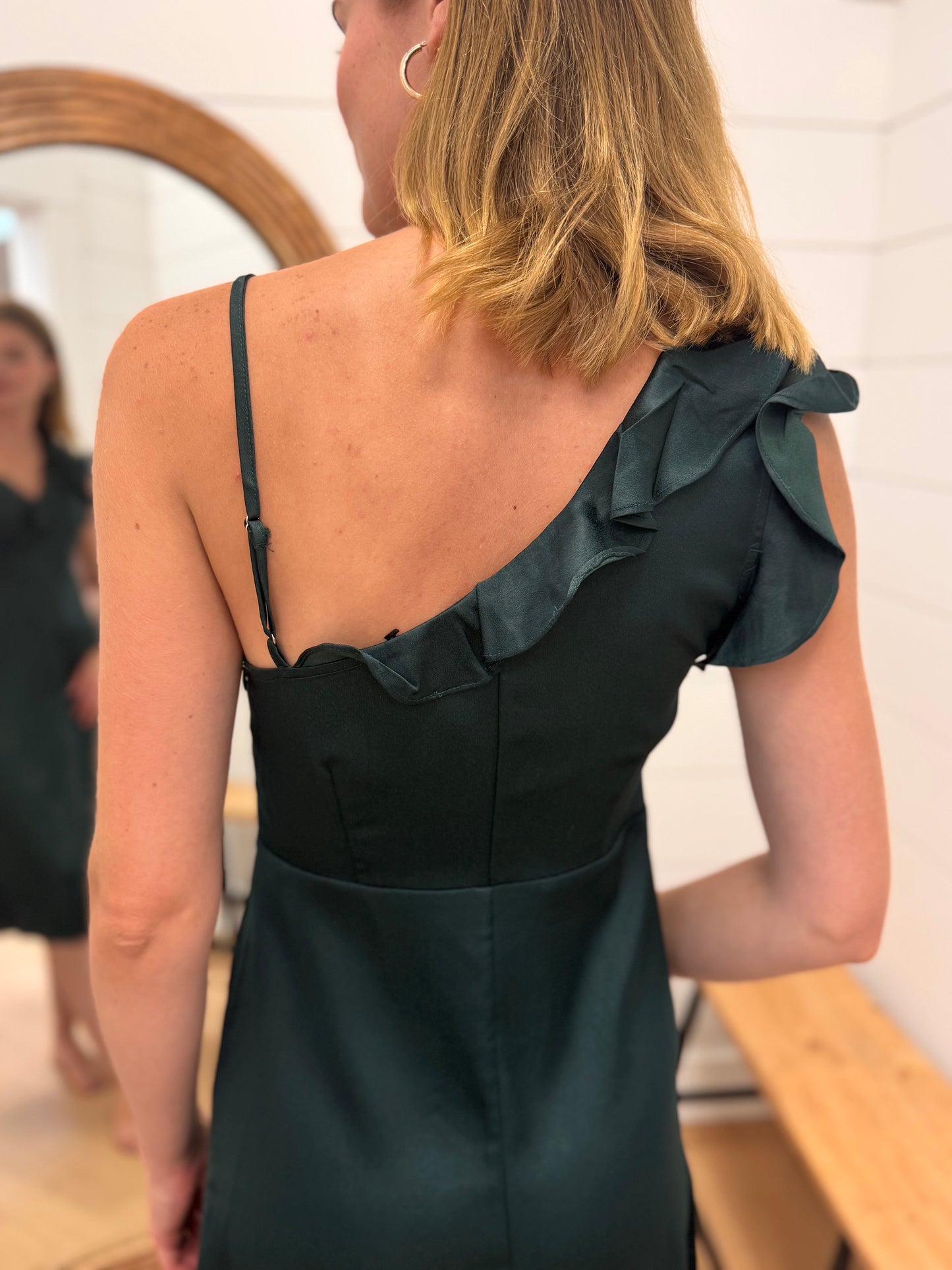 Asymmetrical Strap Midi Dress