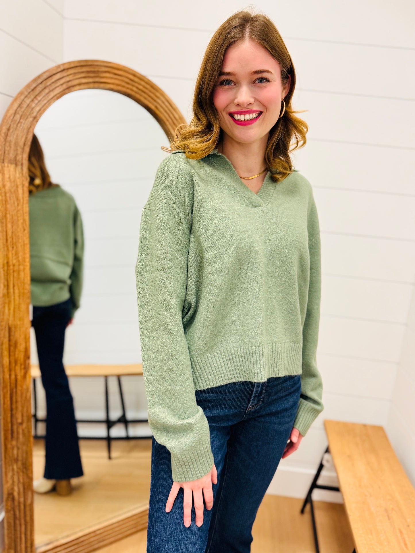 Collared V Neck Sweater