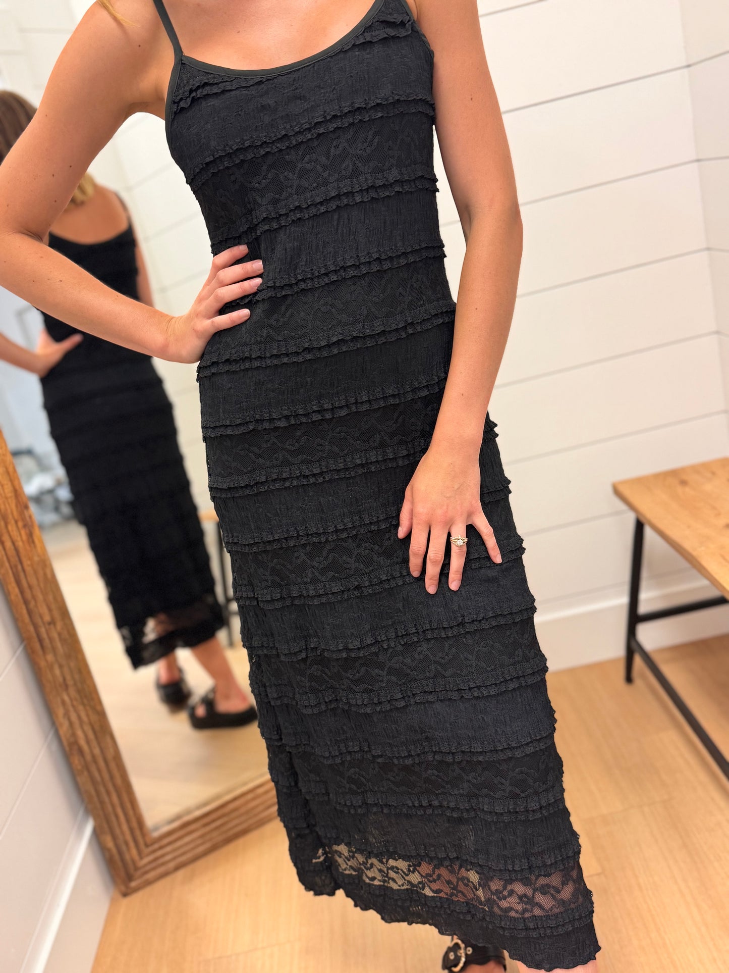 Semi Fitted Lace Midi Dress