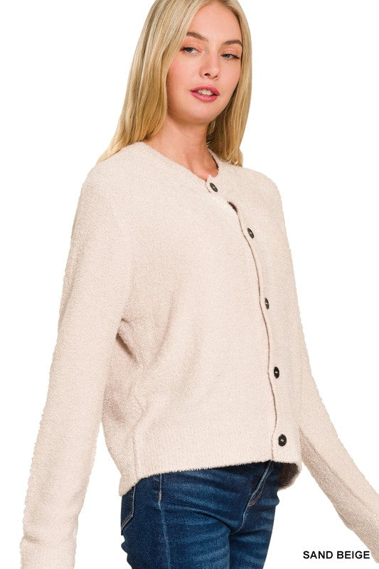 5 Button Sweater Cardigan - Beige