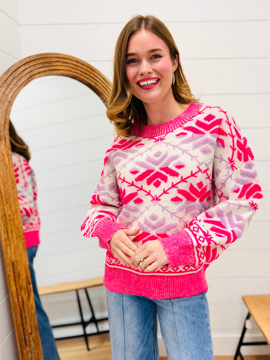 Embroidered Sweater Top