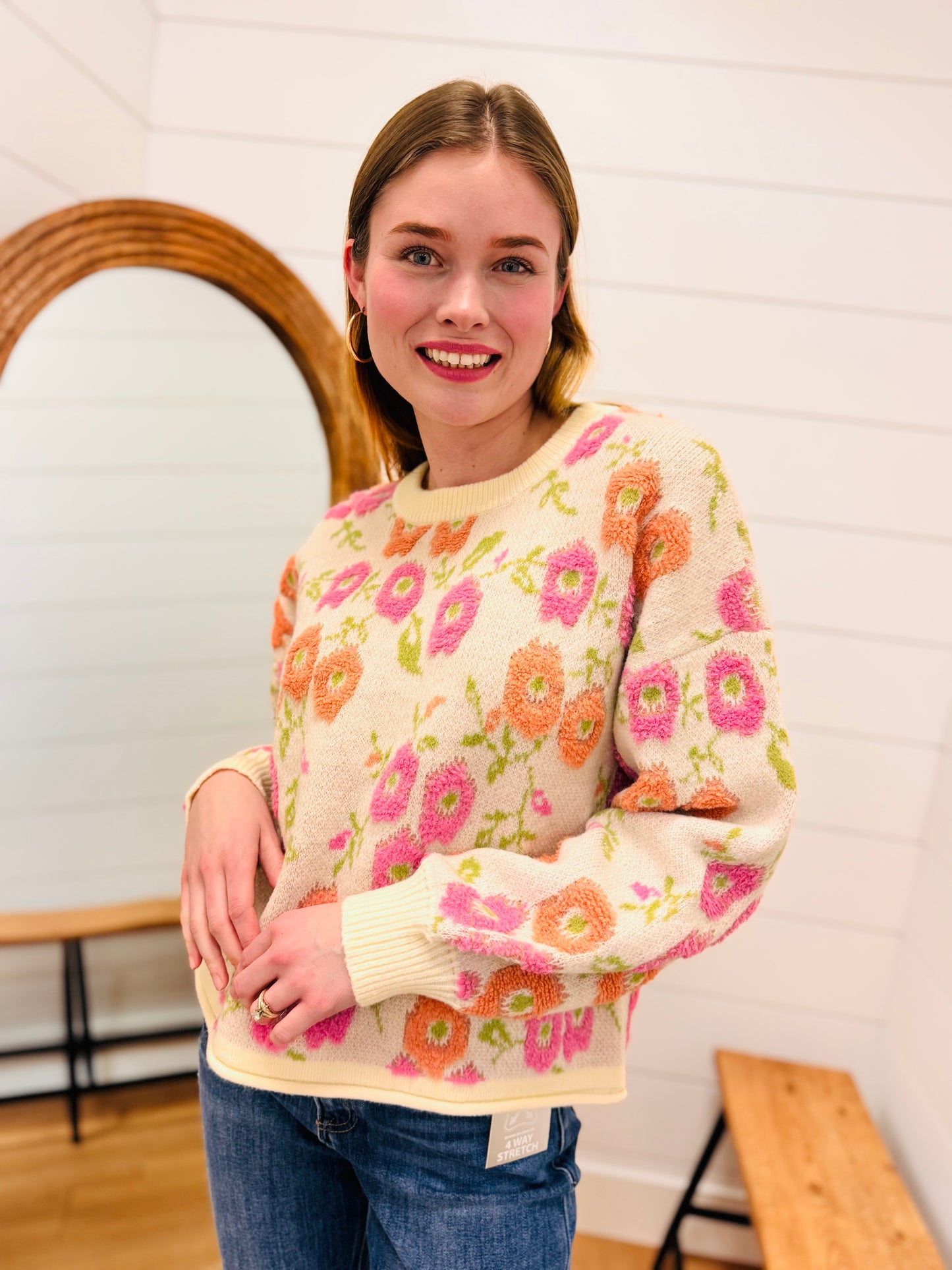 Floral Textured Sweater