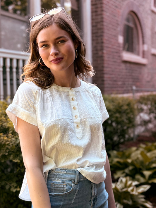 Ruched Shoulder Detail Short Sleeve Top