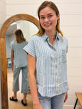 Vertical Stripe Chambray Top