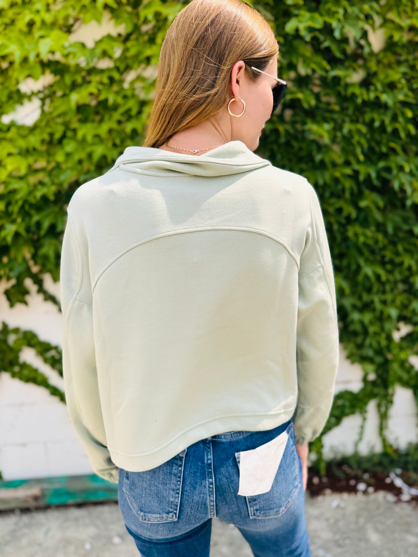 Half-zip Sweatshirt - Light Olive