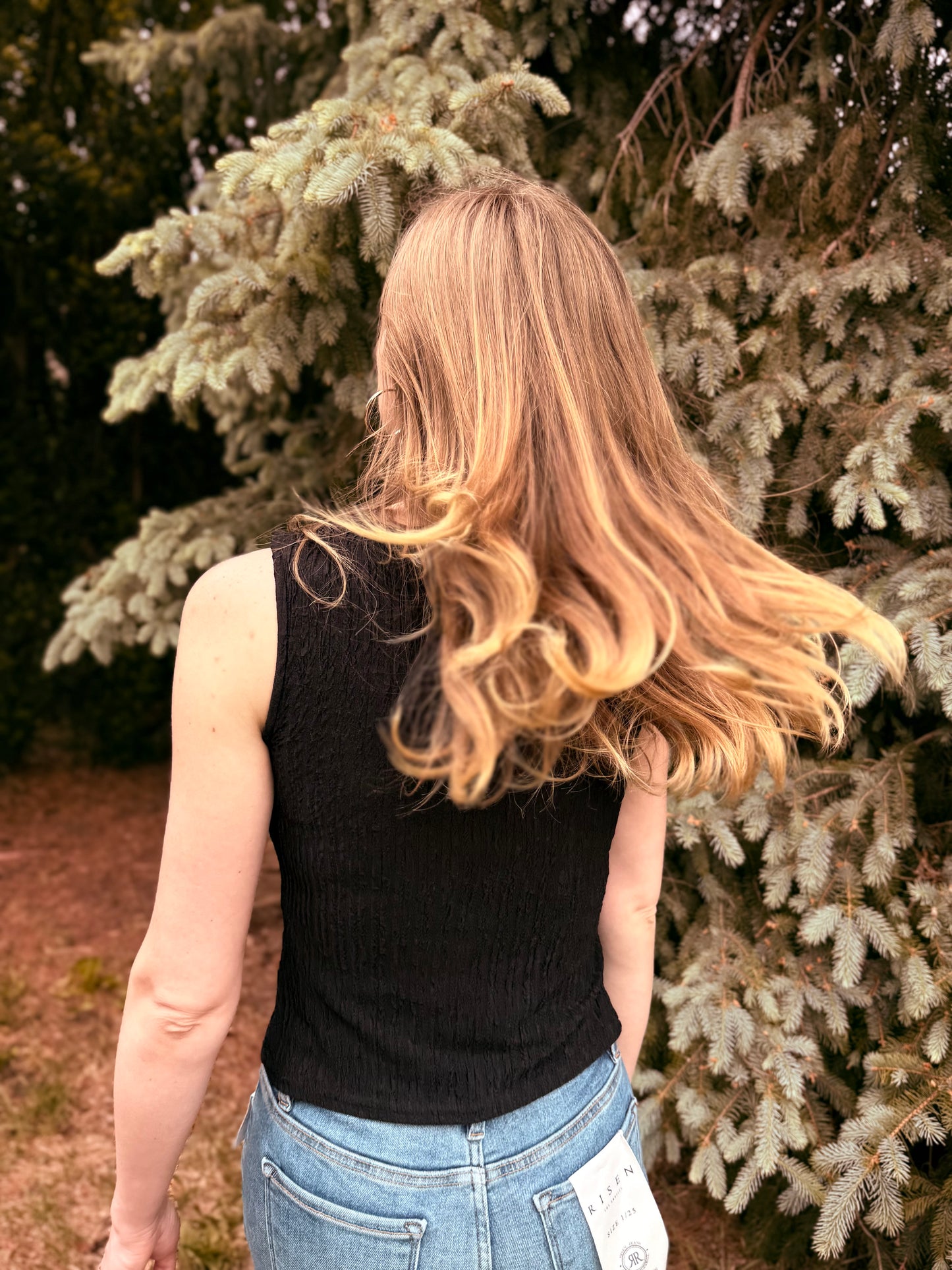 Textured Button Sleeveless Top