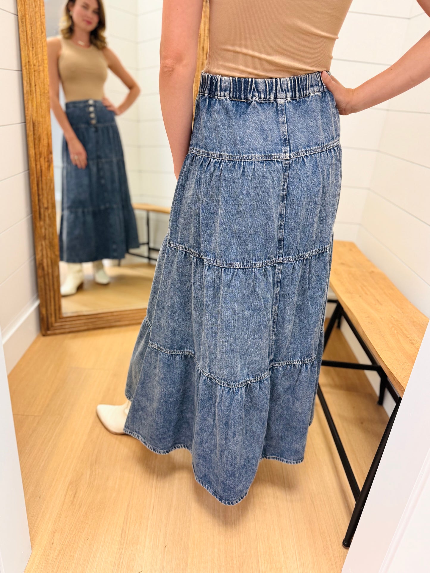 High Rise Ruffle Long Skirts - Risen