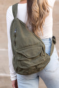 Oversized Canvas Sling Bag- Olive