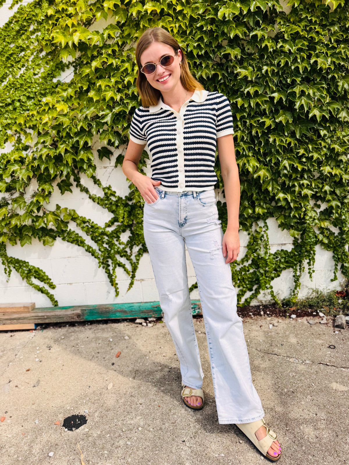 Acid Wash Wide Leg Jeans - Risen