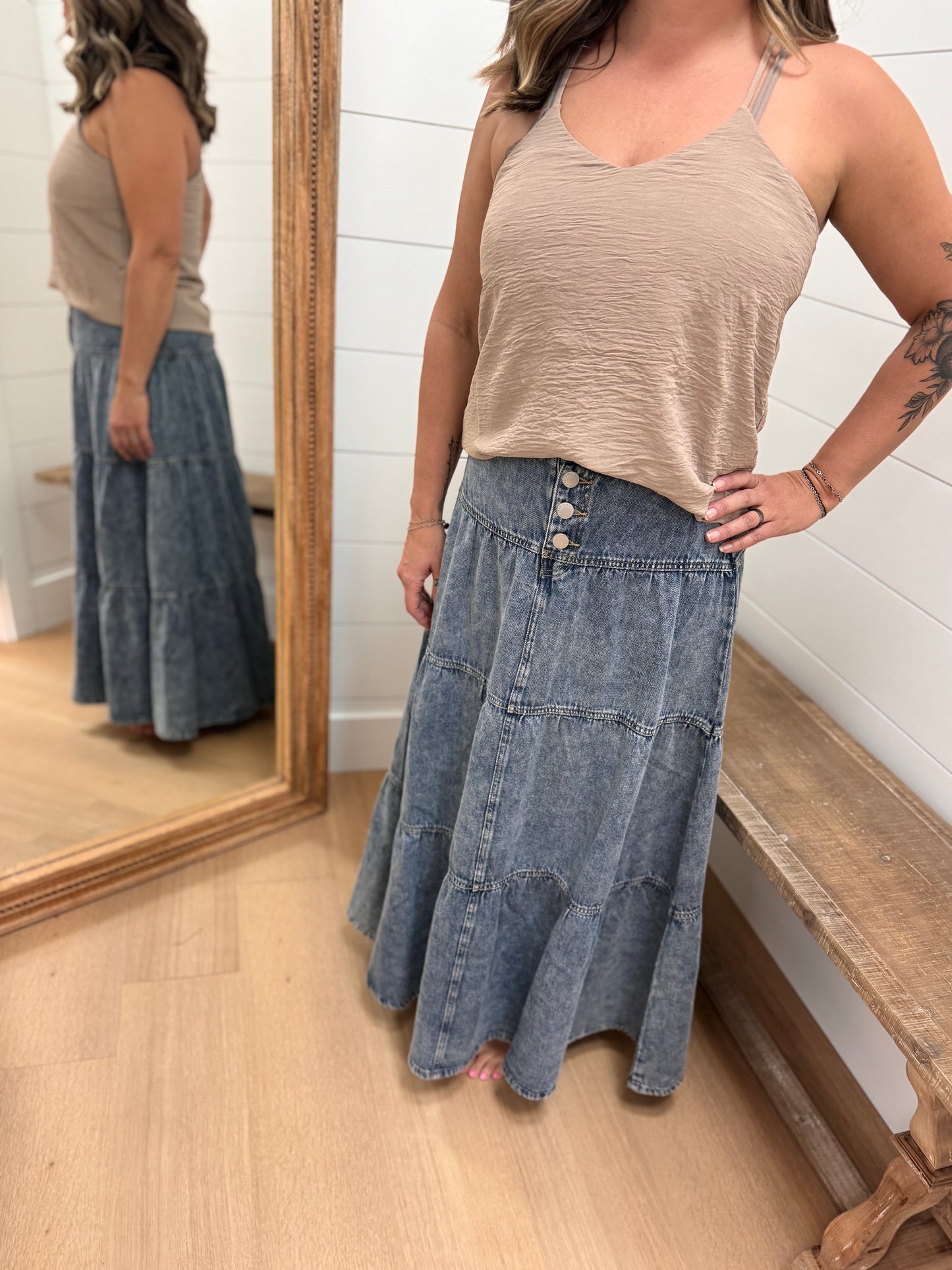 High Rise Ruffle Long Skirts - Risen