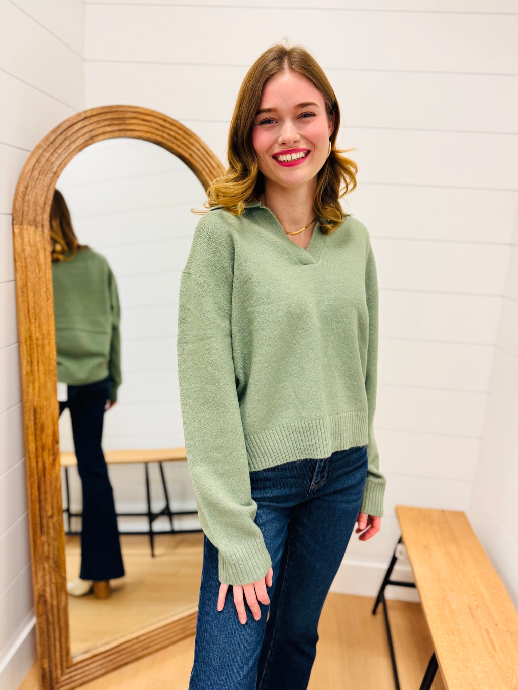 Collared V Neck Sweater