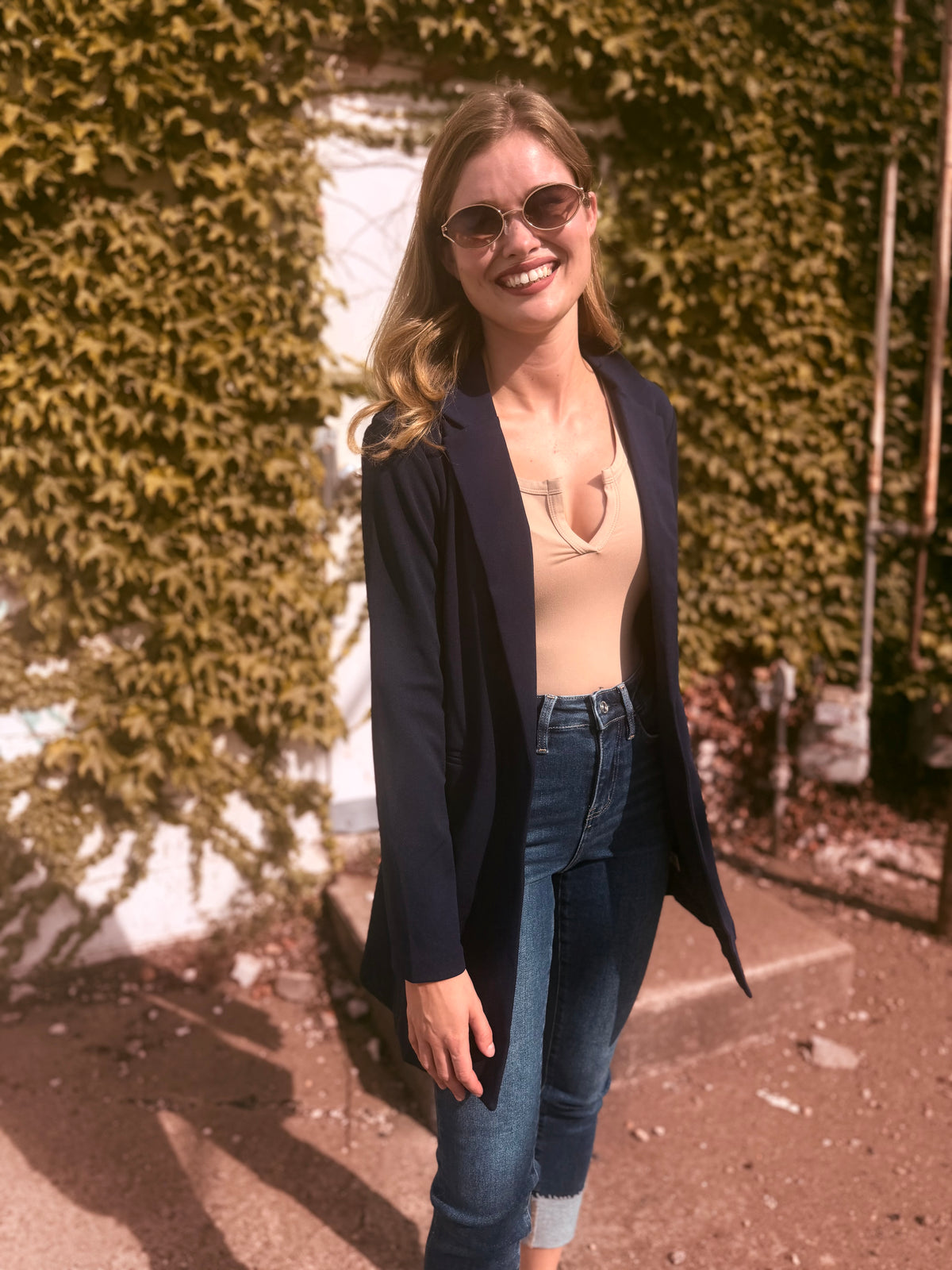Jersey Open Front Long Blazer