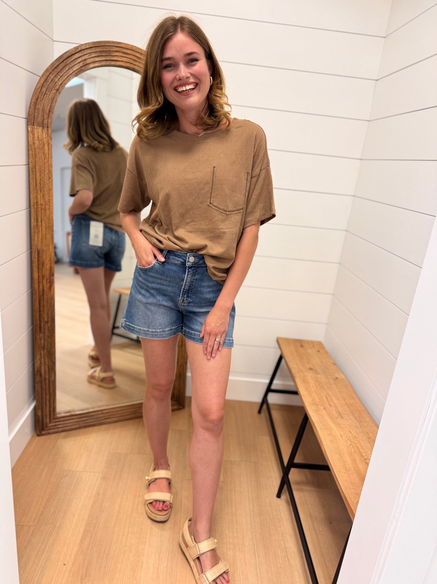 Contrast Stitch Crepe Tee