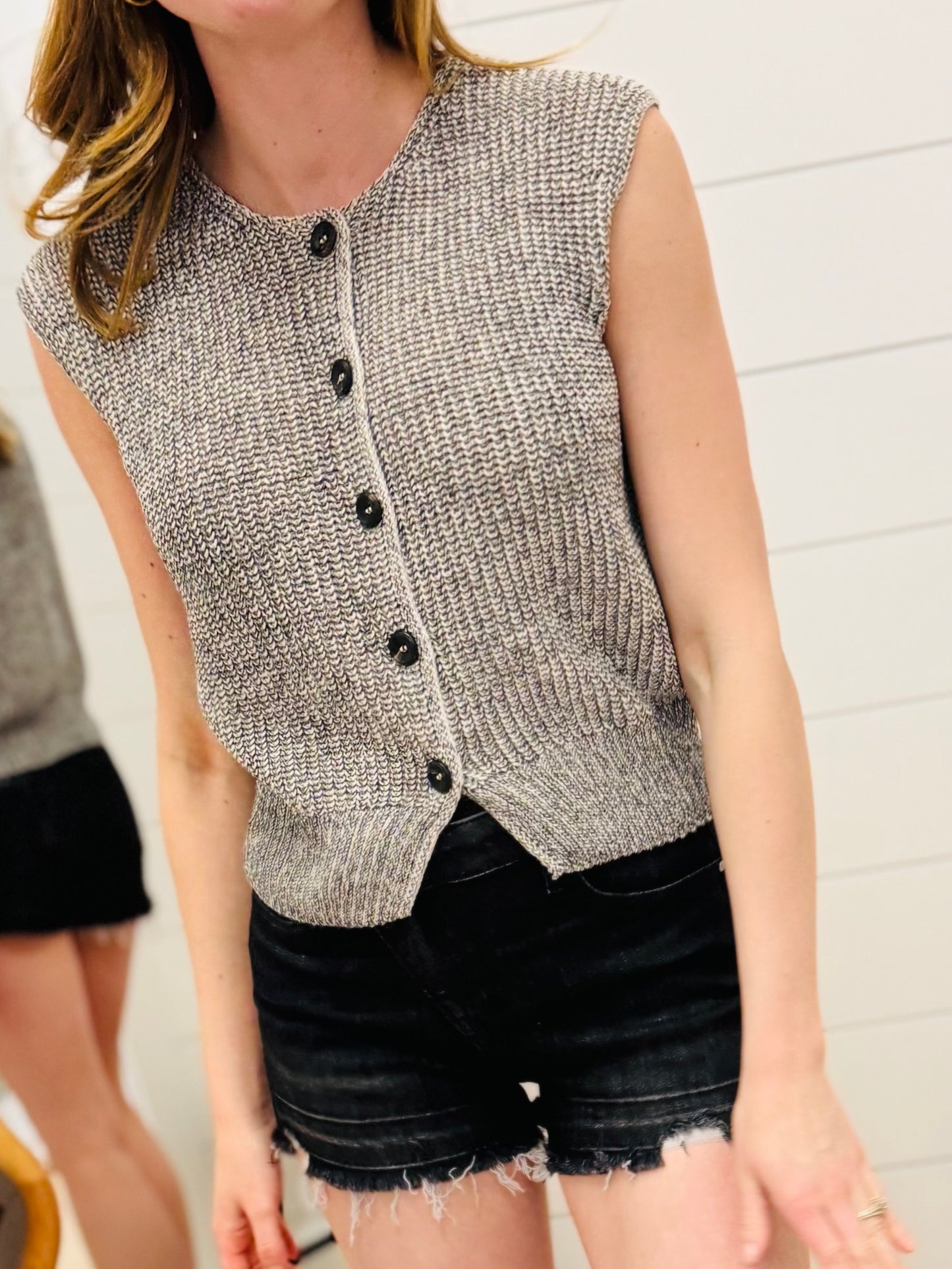 Marled Button Down Sweater Vest