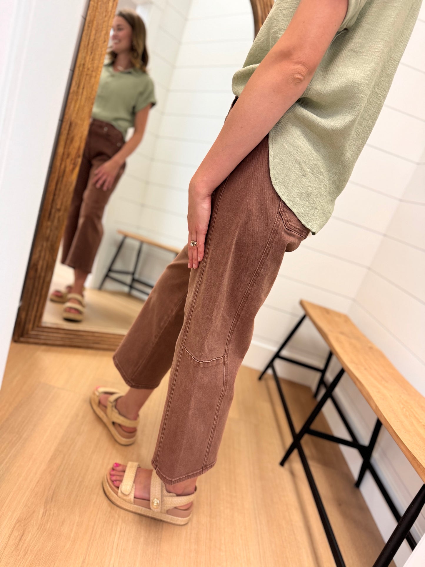 High Rise Barrel Pants - Risen