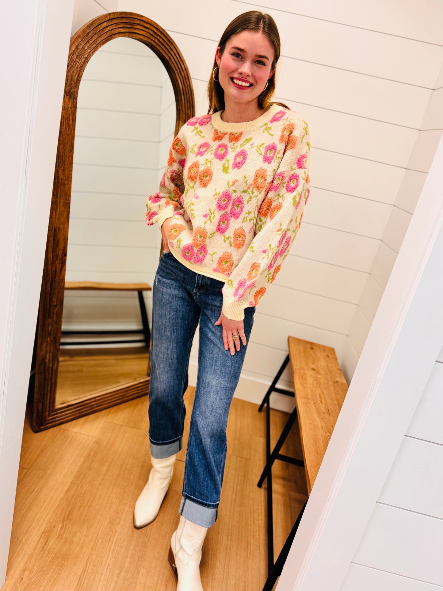 Floral Textured Sweater