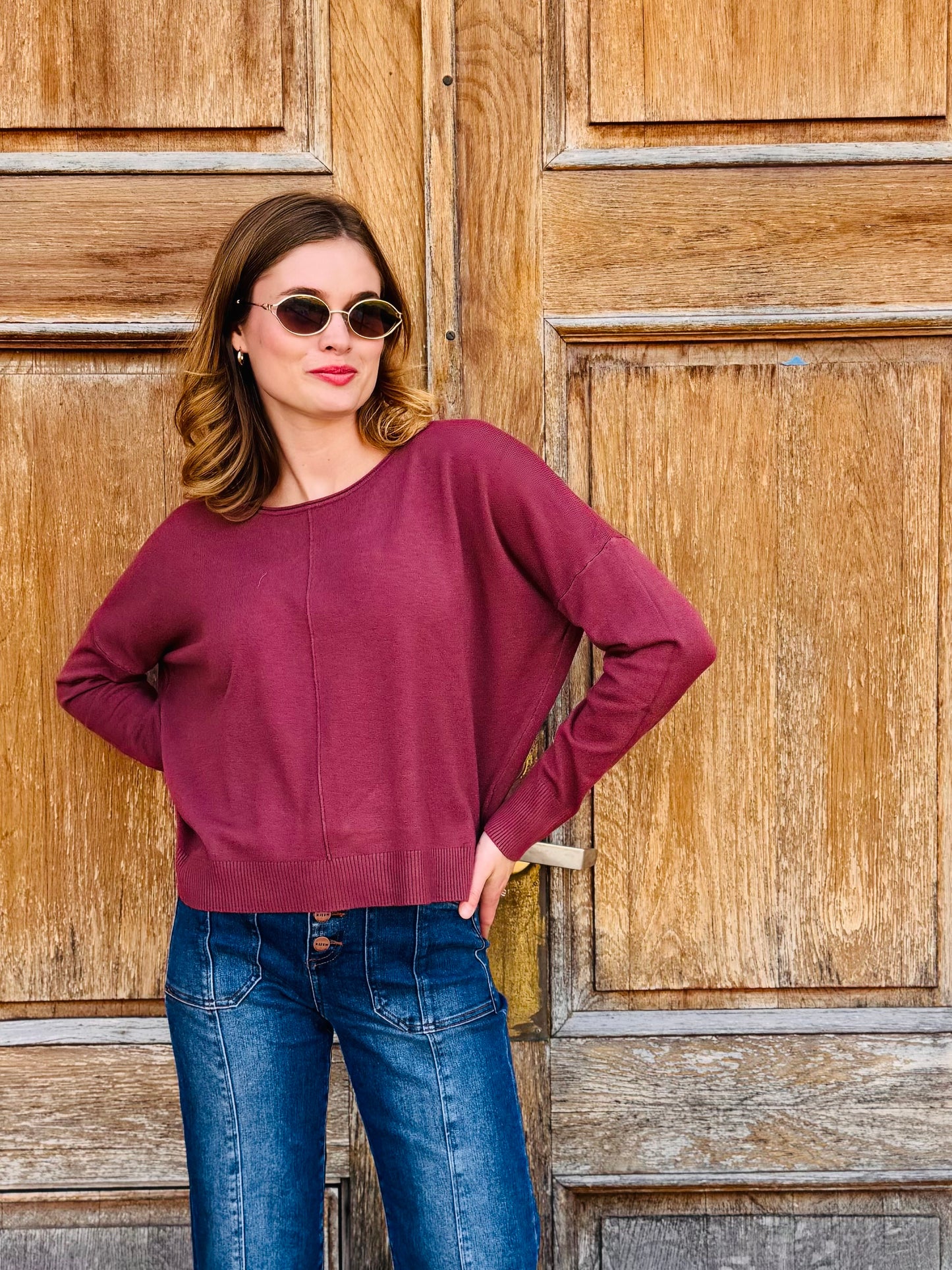 Seam Front Round Neck Pullover - Dreamers