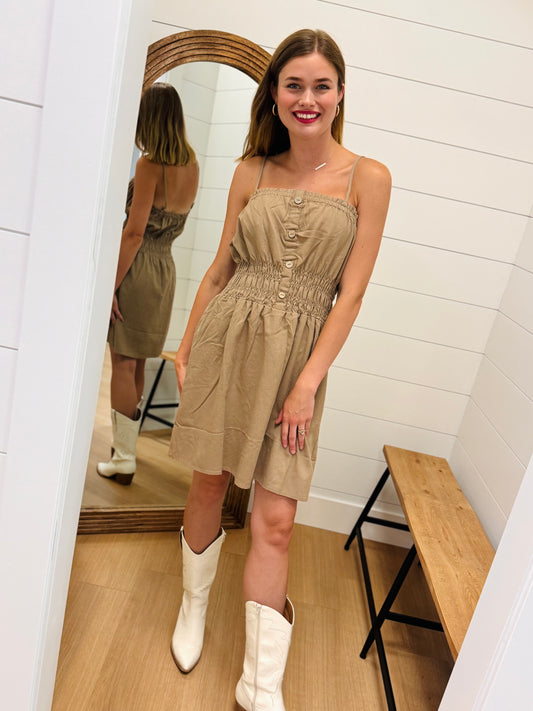 Khaki Mini Dress