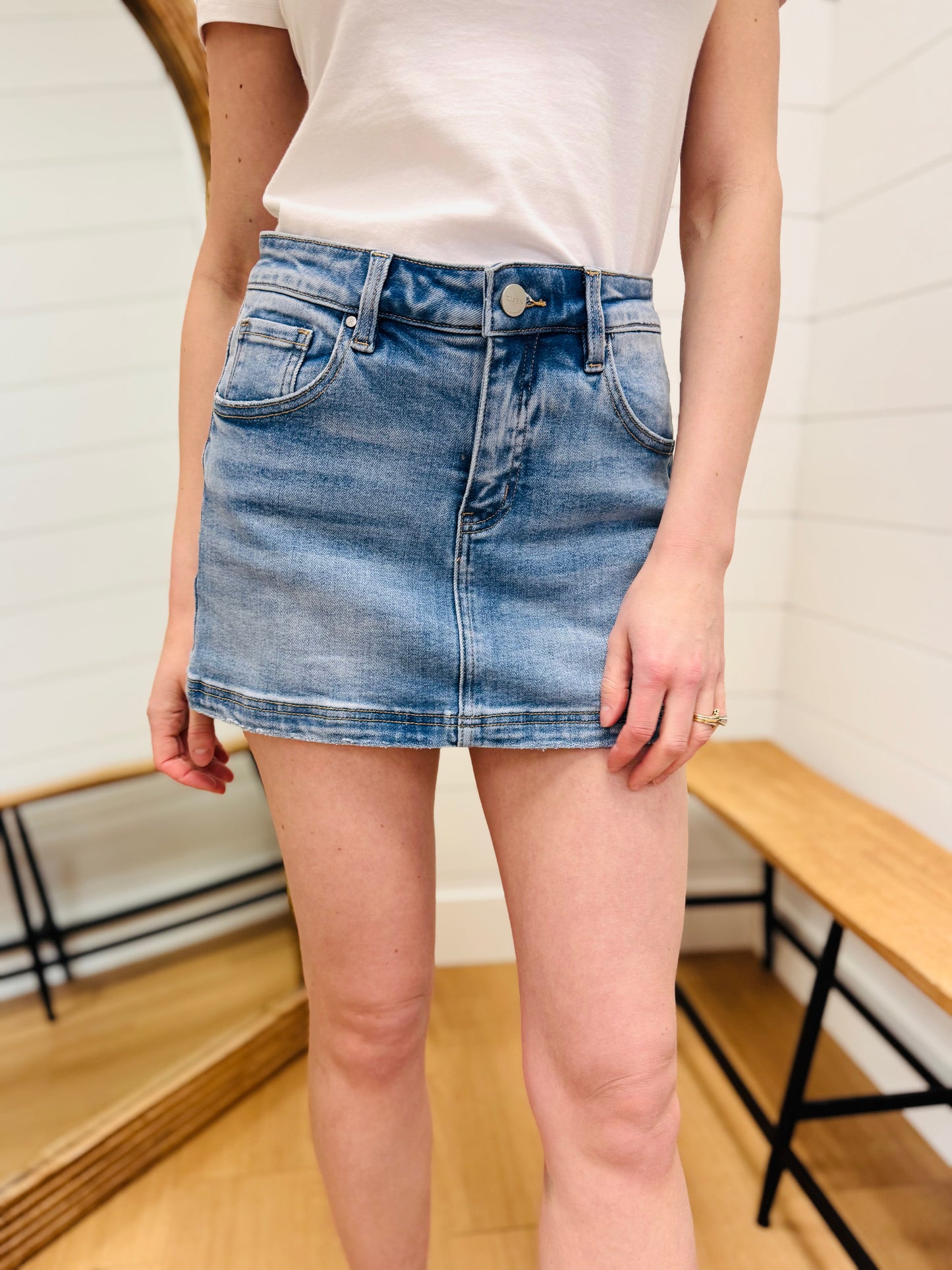 High Rise Denim Skort - Risen