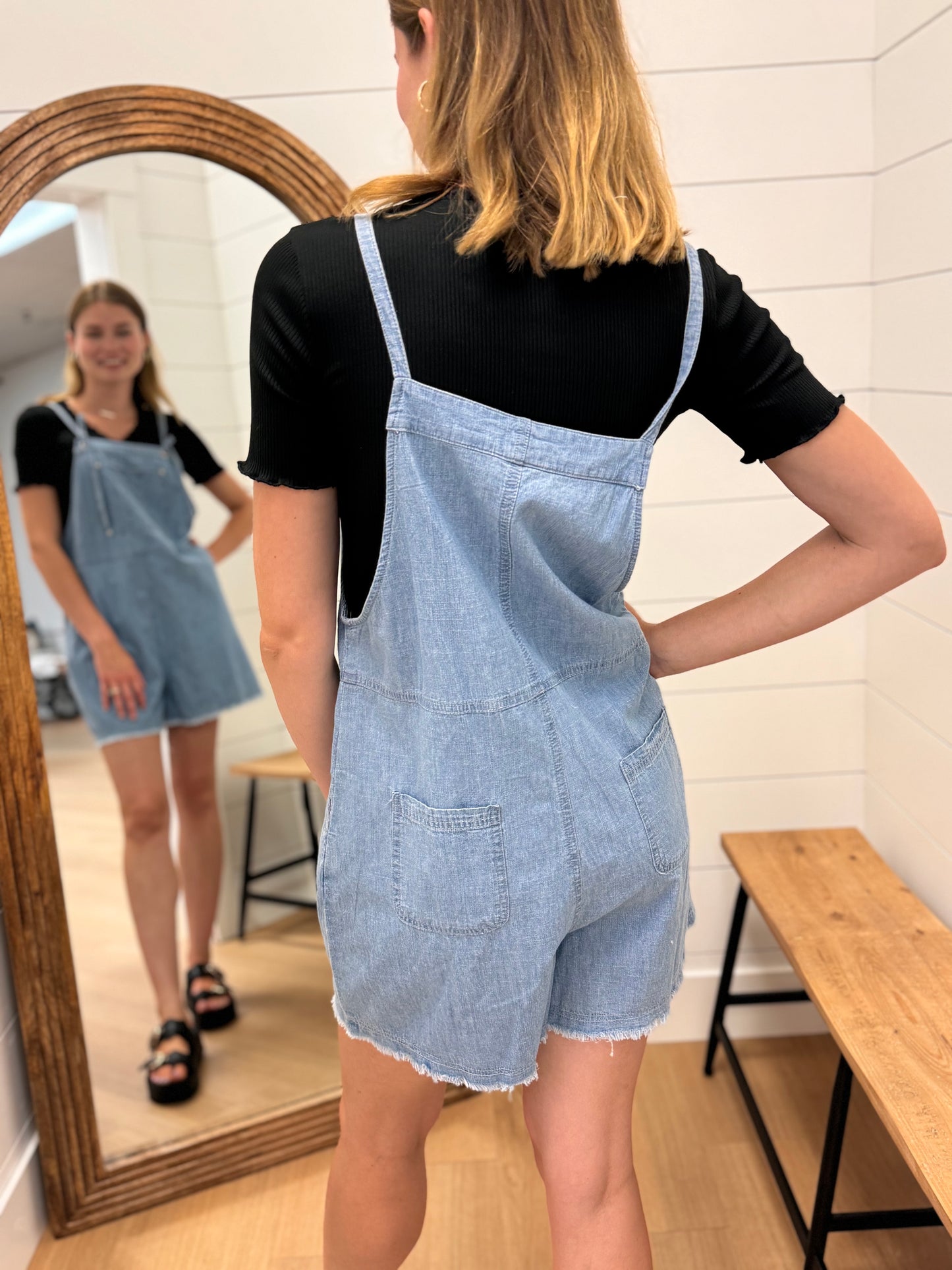 Chambray Romper with Front Ties