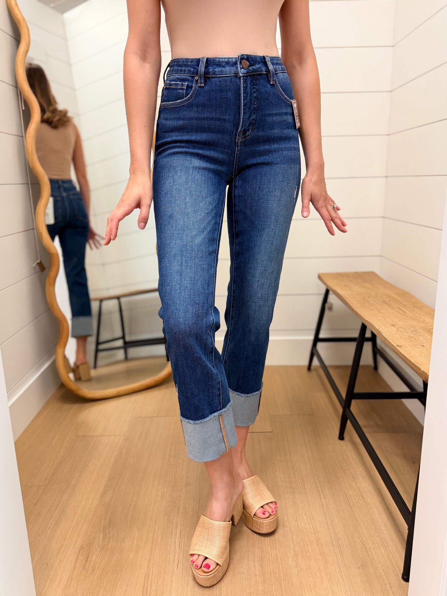 Tummy Control Mid Rise Dark Wash Straight - Risen