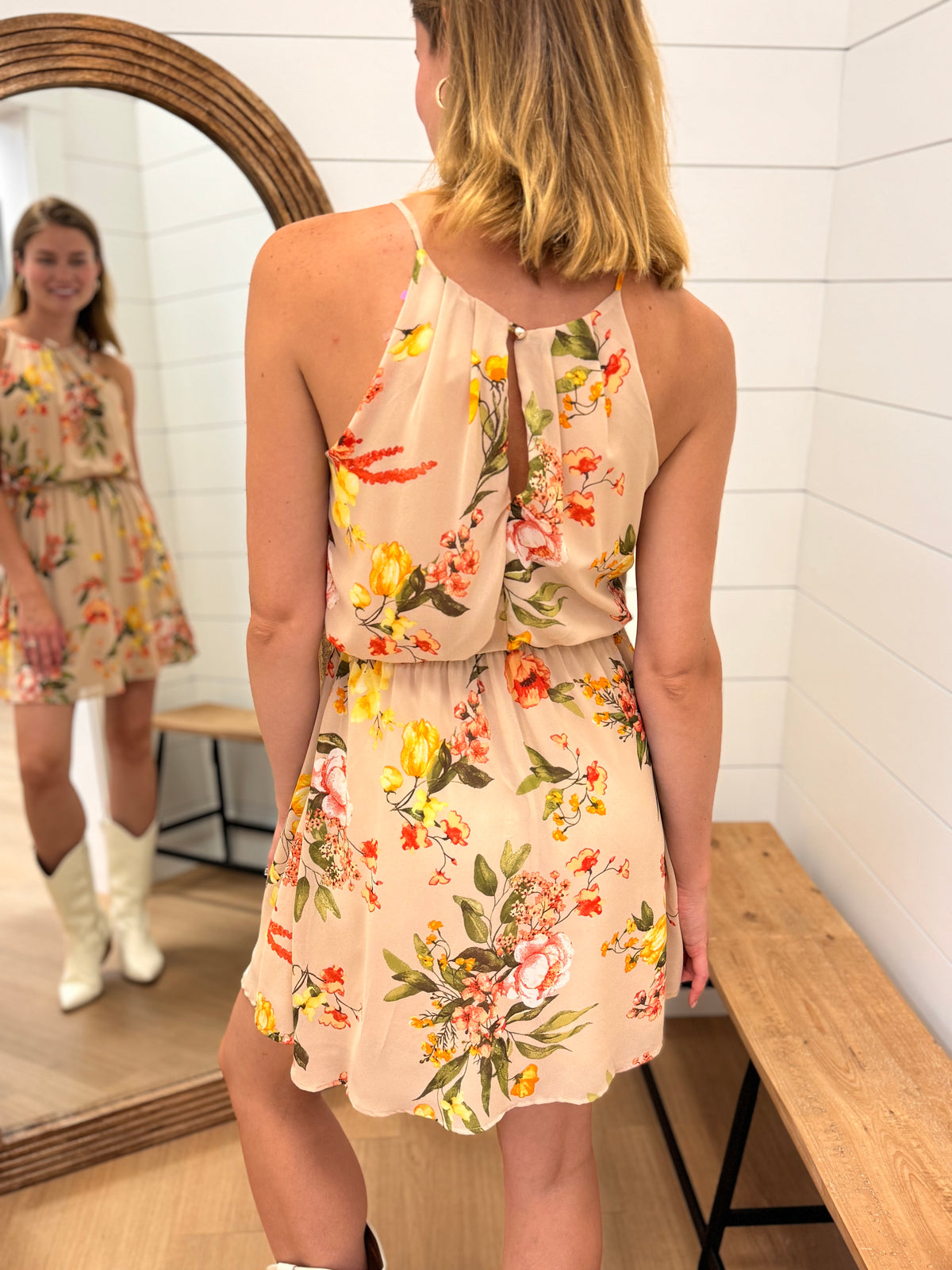 Taupe Floral Dress