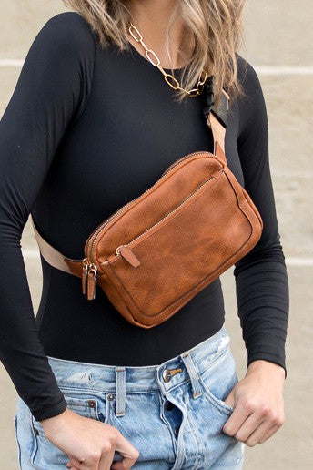 Vegan Leather Sling Belt Bum Bag Fanny Pack