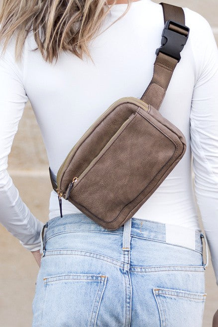 Vegan Leather Sling Belt Bum Bag Fanny Pack